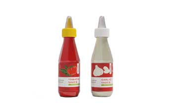 REfillable clear PET 150ml plastic chili sauce bottle with dispenser cap