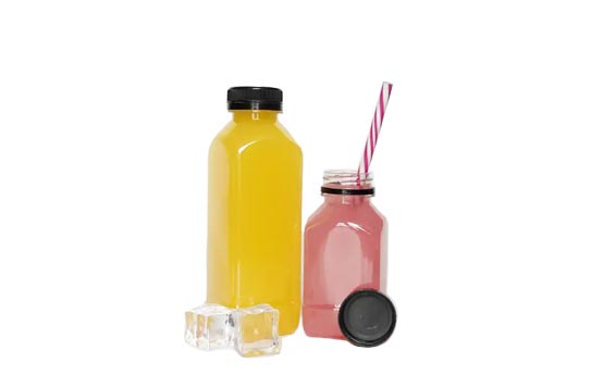 Disposable french square 16oz pet pcr bottles with chilproof caps