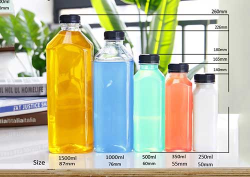 250ml 500ml plastic beverage bottle manufacturers with caps