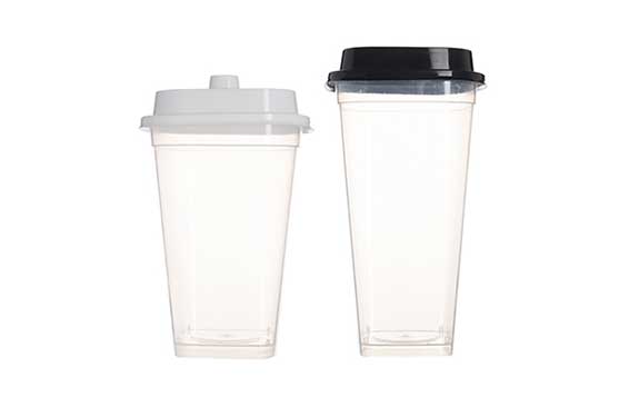 Empty clear 500ml square boba tea plastic cups with lids for Smoothie Milkshake Bubble Tea Parfait