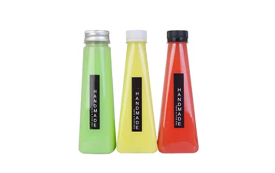 Conical shape clear 250ml 350ml PET disposable juice bottle with tamper evident cap bulk