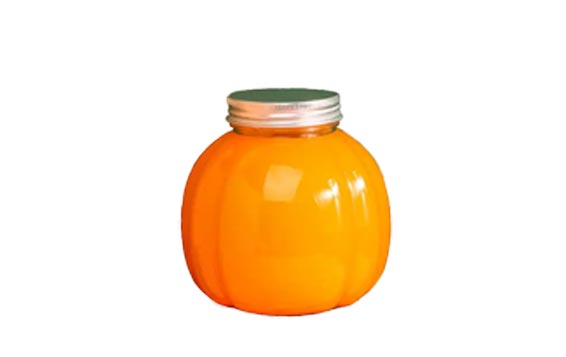 Custom clear pumpkin shape 500ml orange juice plastic bottle with tamper envident cap