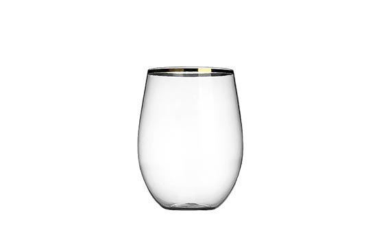 Wholesale best shatterproof 8oz 16oz plastic gold rim wine glasses bulk