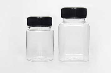Wide mouth small empty squared and round PET plastic jam jars with lids for food