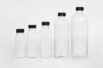Empty clear cheap plastic french square bottle juice beverage bottle