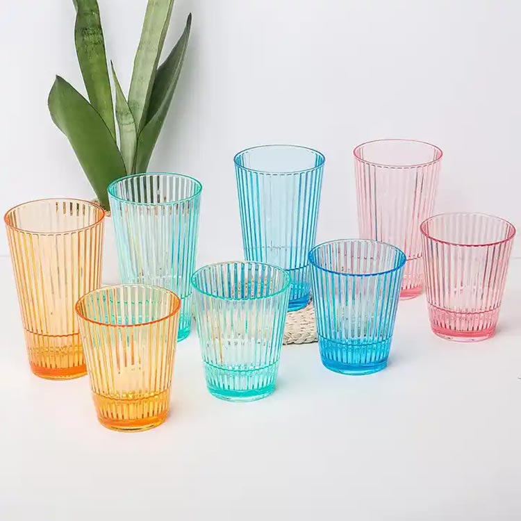 Reusable clear 16oz stackable plastic drinking cups for water/juice