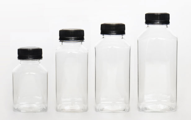 Empty SASO TEST 250ml 500ml clear plastic juice bottles with caps