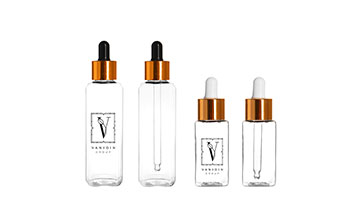 Custom square flat shoulder 30ml 100ml plastic serum bottles with dropper for cosmetic packaging