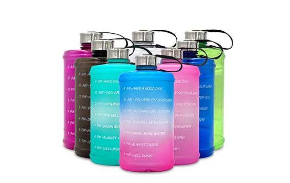 Leakproof BPA free resuable 2.2L motivational time marker plastic water bottles for Fitness, Gym and Outdoor