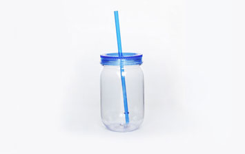 Food grade plastic mason jars bpa free for juice beverage with lids and straws