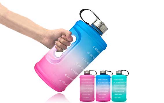 Leakproof BPA free resuable 2.2L motivational time marker plastic water bottles for Fitness, Gym and Outdoor