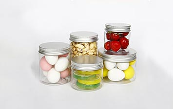 Wholesale custom label clear PET 100ml sweet jar with lid
