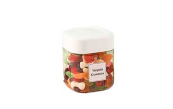 Food grade wide mouth 375ml/550ml square plastic jars with lids bulk for peanut spice cookie candy