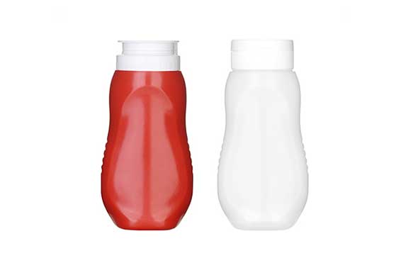 Leak-proof kitchen condiment squeeze 11oz plastic barbecue sauce bottles with flip top caps