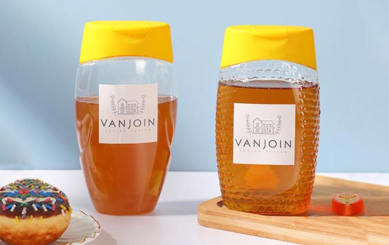 Food grade 12oz plastic squeeze honey bottles with lids wholesale