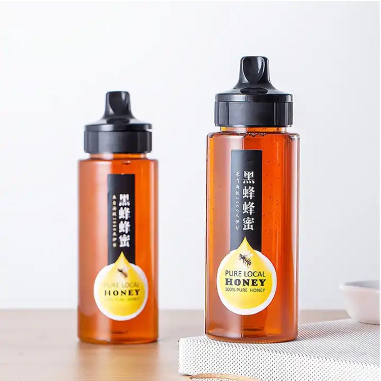 Custom refillable 8oz 12oz PET plastic squeezable honey dispenser wholesale