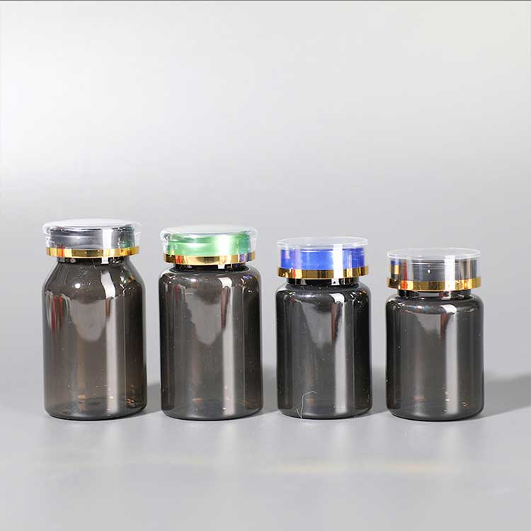 Wholesale 80ml brown plastic pill bottle empty container with screw cap refillable tablet storage holder sample jar