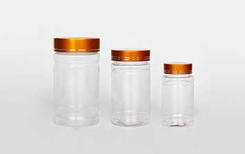 Best selling custom logo prescription clear plastic pill jars with gold lids