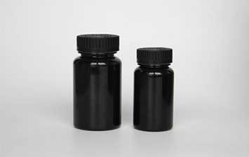 Wholesale capsule bottle pharmaceutical packaging plastic bottles with black caps