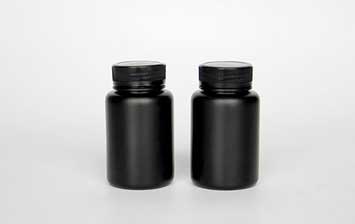 Black custom logo plastic medicine pill bottles with tamper proof caps
