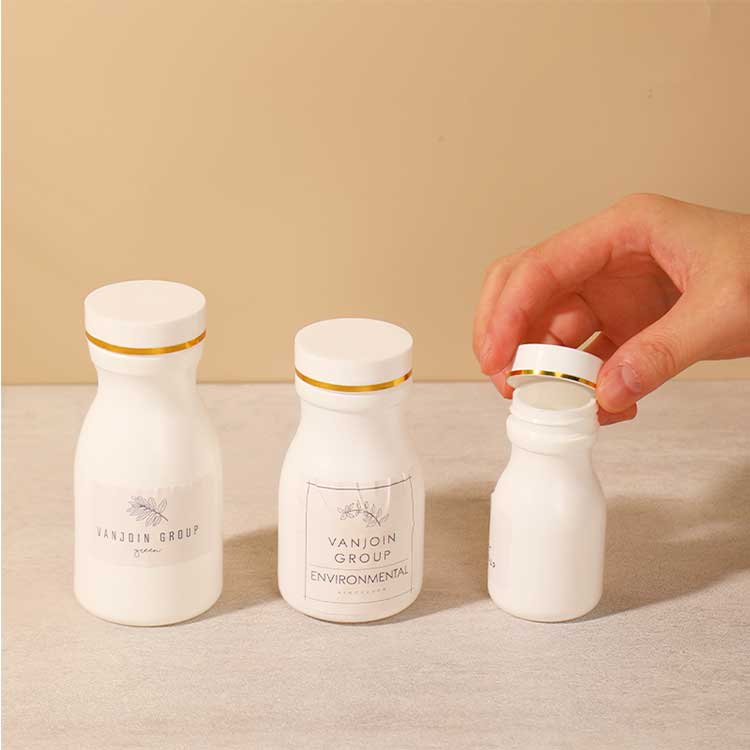 Empty white pill bottle plastic reagent bottle chemical containers with caps for liquid solid powder medicine