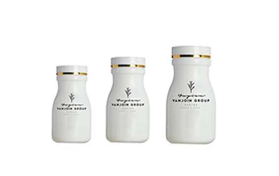 Empty white pill bottle plastic reagent bottle chemical containers with caps for liquid solid powder