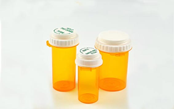 Custom color and label 2oz plastic prescription pill bottle with childproof cap