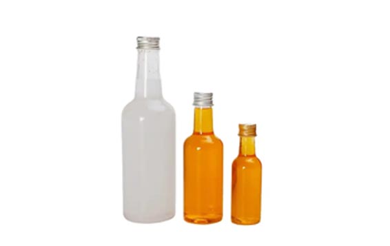 Wholesale clear 750ml plastic liquor bottles with aluminum caps