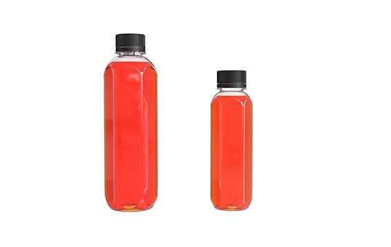 Clear cheap plastic pet juice bottles with tamper evident caps form china manufacturer