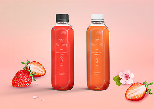 Clear cheap plastic pet juice bottles with tamper evident caps form china manufacturer