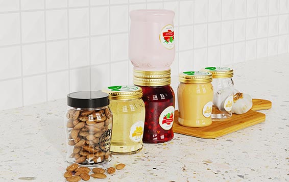 Factory price wide mouth 16oz clear plastic kitchen storage jars with screw lids