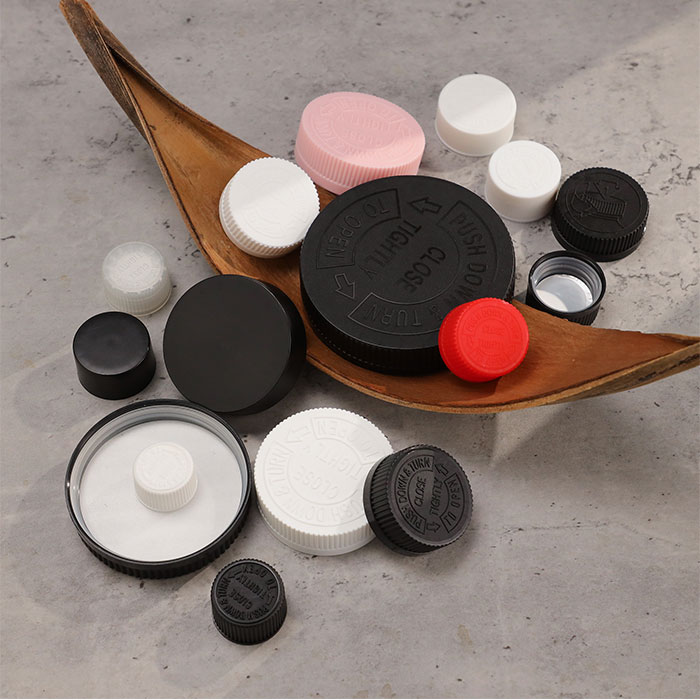 Wholesale 18mm 20mm 24mm 28mm 33mm 38mm 45mm 68mm Black PP CRC Child Resistant Cap Double Layer Sealing Child Proof Screw Lid