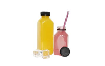 Disposable french square 16oz pet pcr bottles with chilproof caps