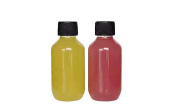 Custom sizes and shapes 60ml clear biodegradable juice bottles with screw caps