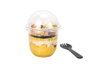 Best selling clear 12oz plastic cheese cake cups with dome lids and spoons