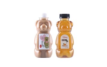 Wholesale custom size clear 250ml PET plastic bear juice bottles with caps