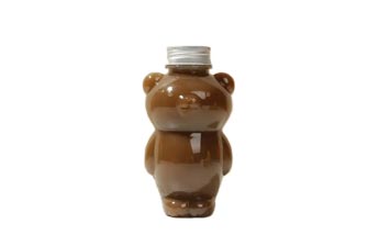 BPA free 350ml plastic teddy bear juice bottles with straw for China supplier