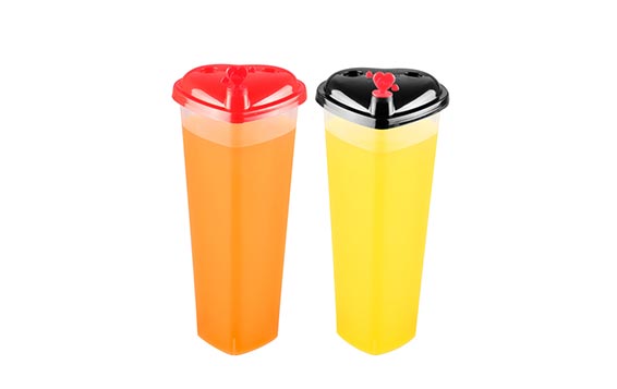 Premium Thicker Square Disposable Plastic Cups With Lids For Bubble Tea