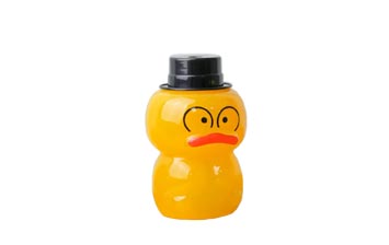 Unique design PET clear 500ml duck shaped bottle with straw for juicing