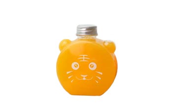 Cute shape empty 500ml 16oz tiger shape flat plastic pet juice bottle for juice/milk tea