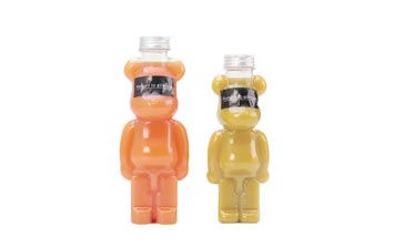 Bear shape clear 500ml plastic twist off juice bottles for juice packaging