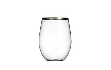 Wholesale best shatterproof 8oz 16oz plastic gold rim wine glasses bulk