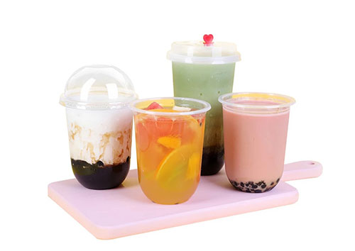 wholesale PP Two Compartment Split cup Bubble Tea Drink Twin Cup