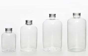 250ml/ 350ml /500ml boston round PET beverage bottle for juice with aluminium caps