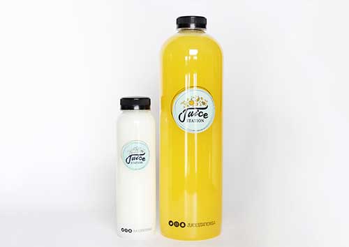 400ml  Round Clear PET Juice Bottle with screw cap and straw for beverage