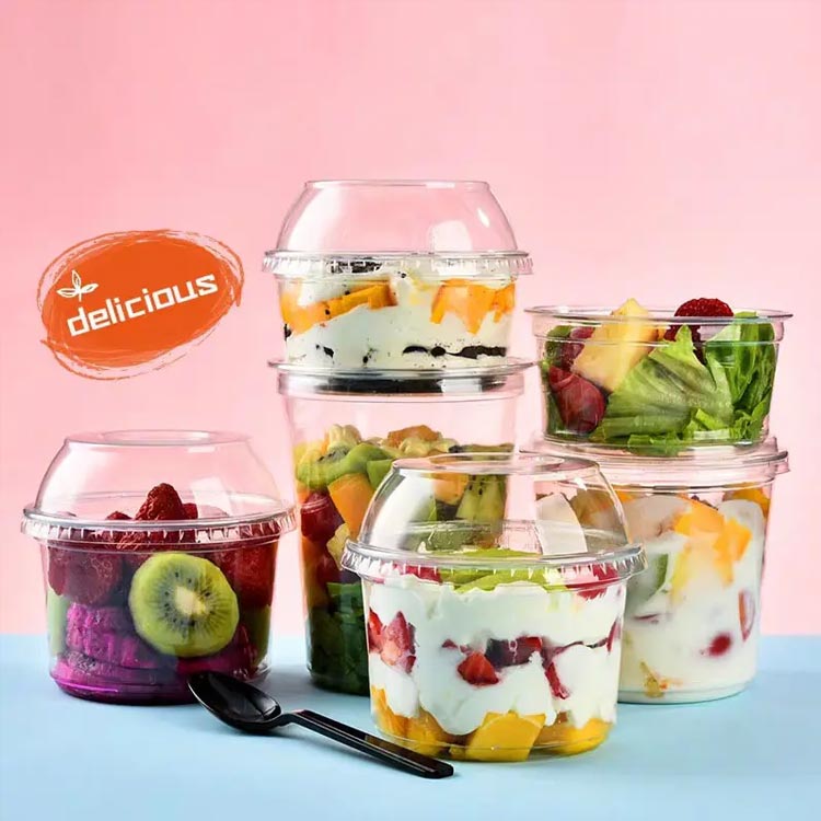 Custom size and label 350ml clear plastic chocolate mousse cups  for party/weddings
