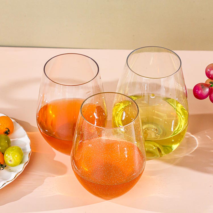 Custom label dishwasher safe 400ml reusable plastic wine glasses for christmas parties