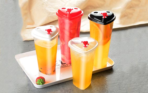 Disposable plastic Transperent juice cup with lid