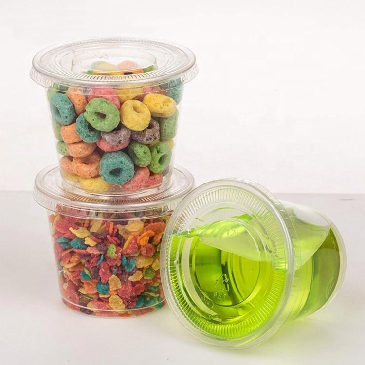 BPA Free clear disposable 4oz plastic sauce cups with lids bulk