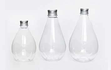 300ml pear shaped PET clear fruit juice plastic bottle, 24/410 neck